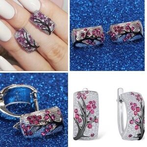 NEW S925 Plum Blossom Huggie Earrings